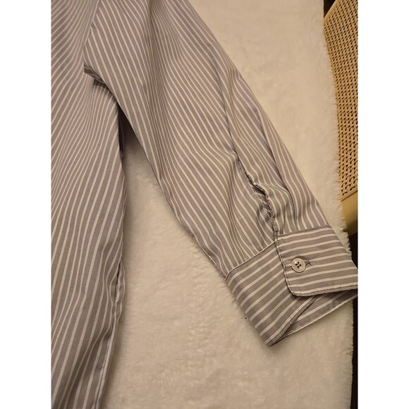 STUDIO 1886 Gray White Striped Collared Button Down Tunic Shirt Size 3X - Picture 12 of 13
